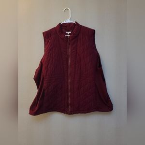 Maurices Maroon Quilted Zip Up Vest Size 4X